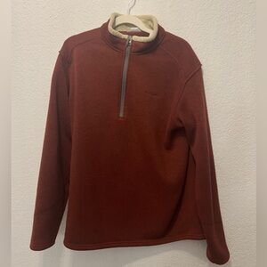 Columbia Vintage Sweater 1/4-Zip Fleece Burgundy/Dark Rustic Red Sherpa Lined